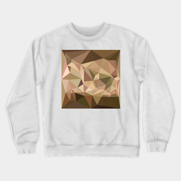 Burlywood Abstract Low Polygon Background Crewneck Sweatshirt by retrovectors